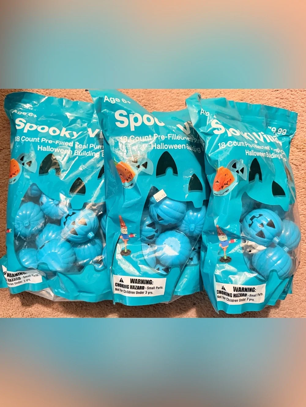 Teal Pumpkins Pre-Filled with Building Blocks Halloween, all 3 packs for $45